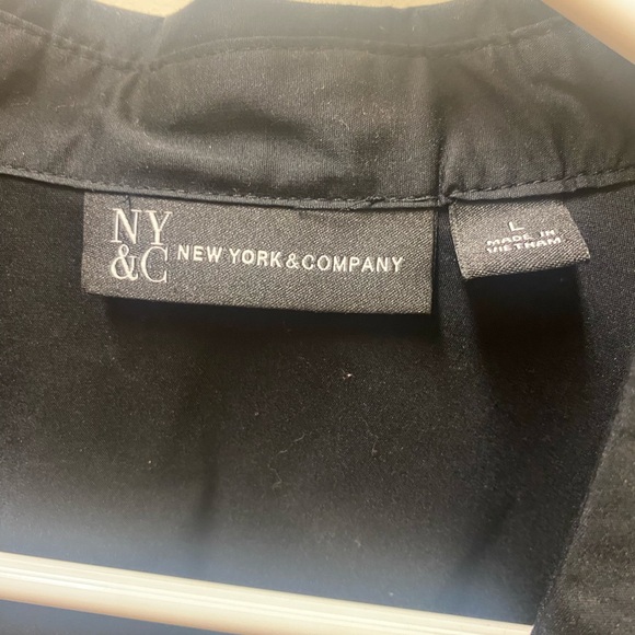 New York & Company Size L Lg sleeve-button down shirts-Royal/Emerald green/Black - Picture 4 of 13